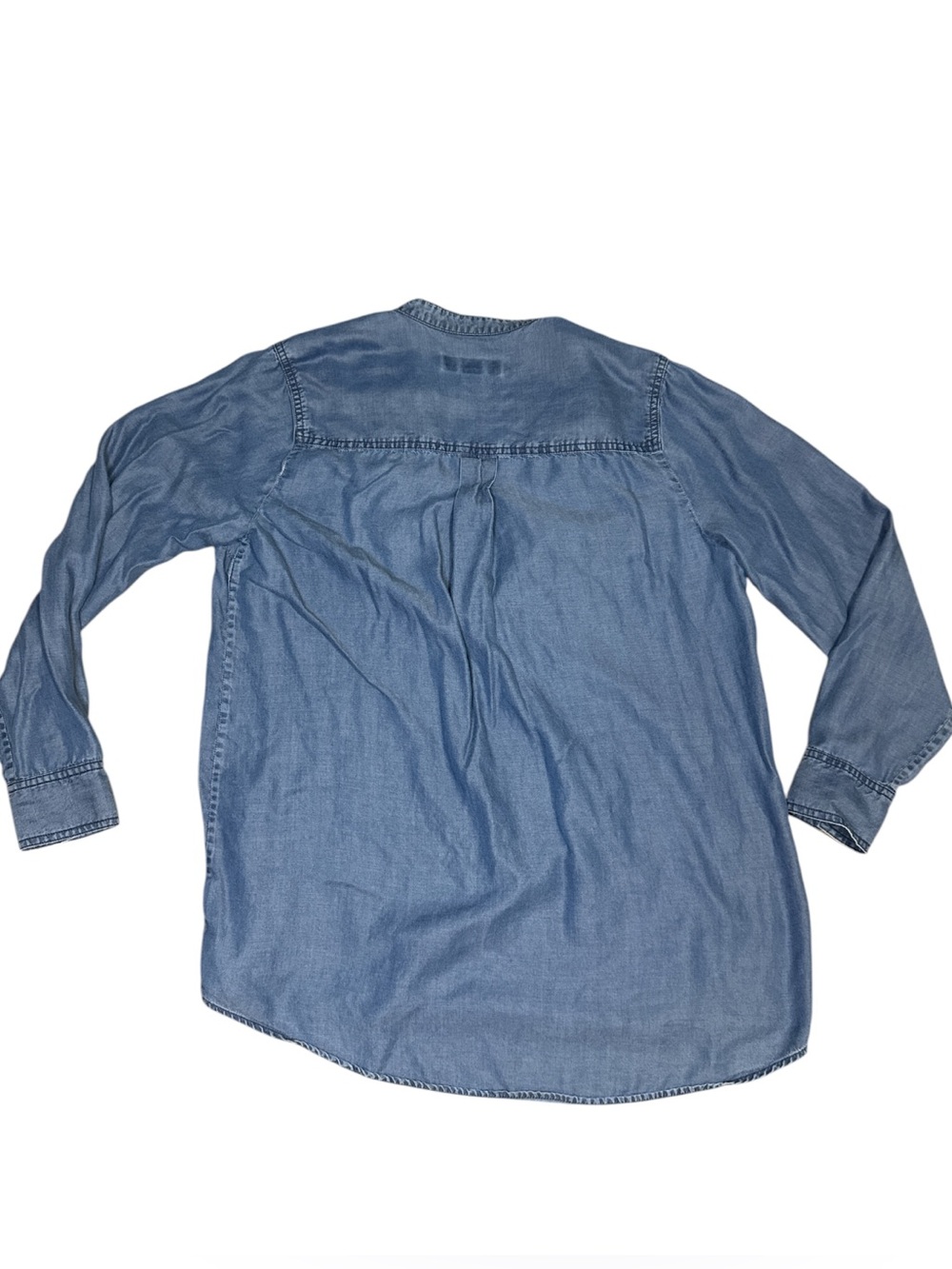 Michael Kors Chambray Denim Long Sleeve Tunic Blouse Blue Size L - Picture 3 of 4